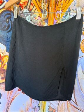 Reformation Black Mini Skirt with Front Slit